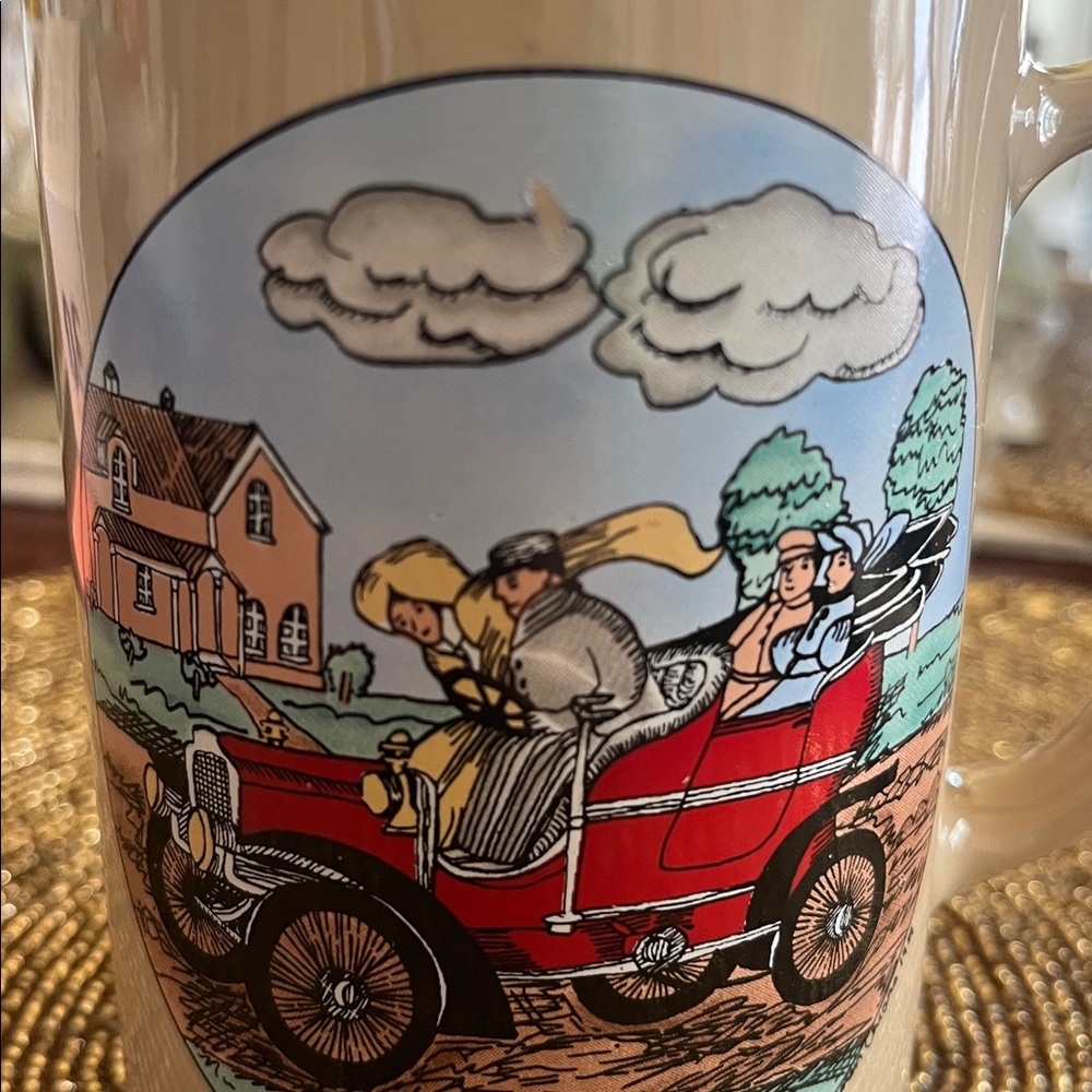 Vintage Red Wagon Design Coffee Mug Cup - Picture 2 of 4